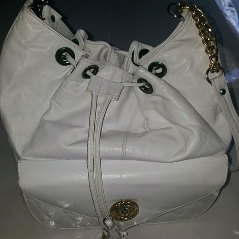 White Drawstring Purse - Picture 3 of 4